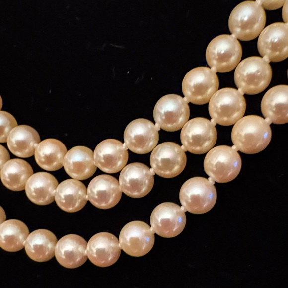 Golden Akoya Pearls, Triple Strand 14K - Picture 2 of 12